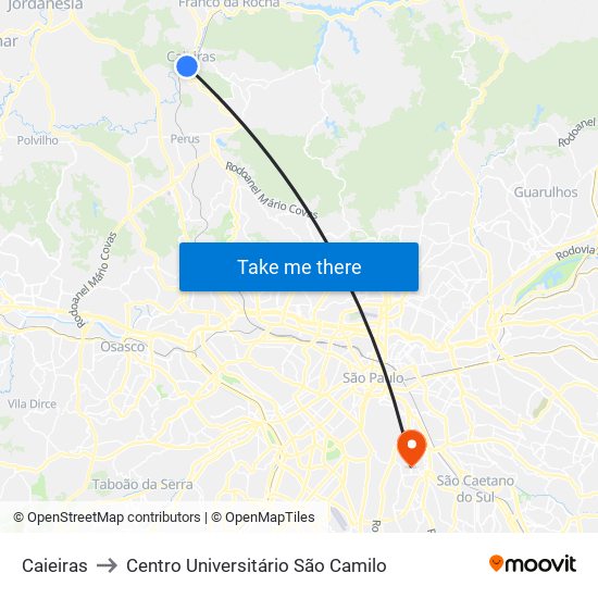 Caieiras to Centro Universitário São Camilo map