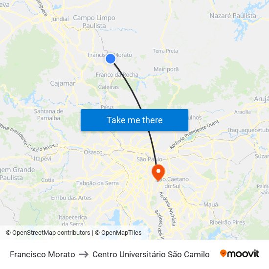 Francisco Morato to Centro Universitário São Camilo map