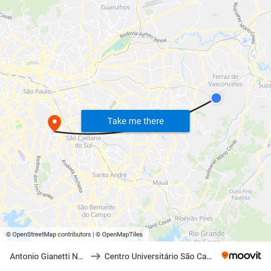 Antonio Gianetti Neto to Centro Universitário São Camilo map