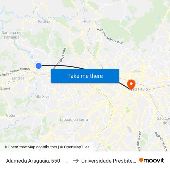 Alameda Araguaia, 550 - Alphaville Industrial to Universidade Presbiteriana Mackenzie map