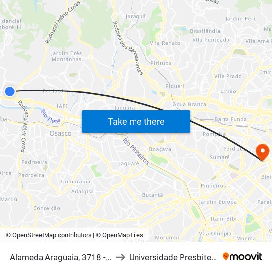 Alameda Araguaia, 3718 - Tamboré, Barueri to Universidade Presbiteriana Mackenzie map