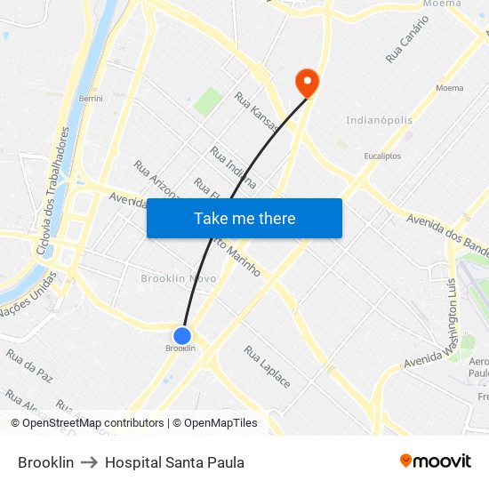 Brooklin to Hospital Santa Paula map