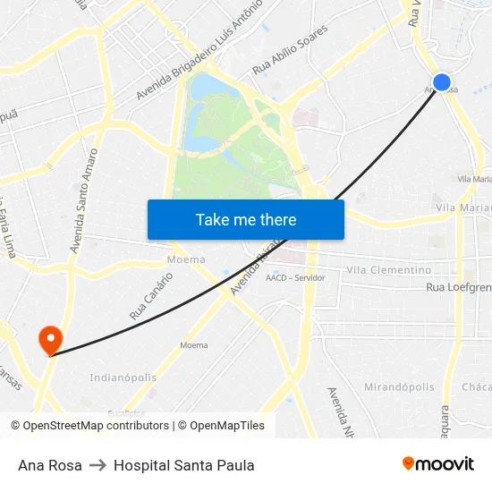 Ana Rosa to Hospital Santa Paula map