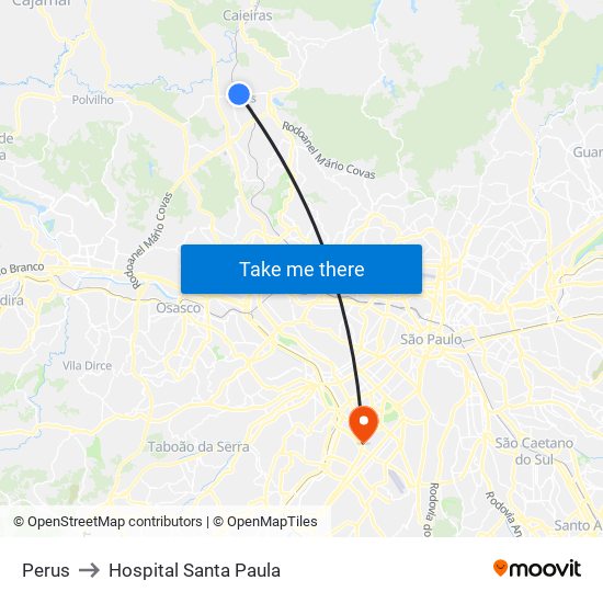 Perus to Hospital Santa Paula map