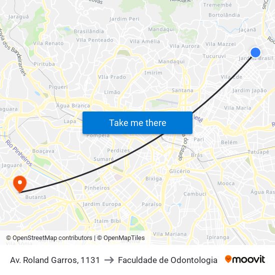 Av. Roland Garros, 1131 to Faculdade de Odontologia map