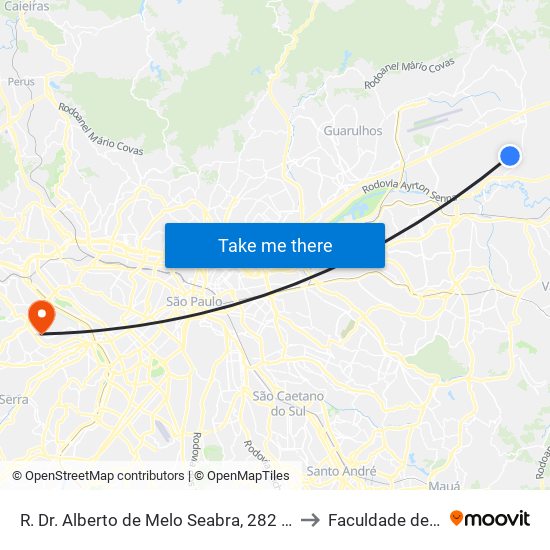 R. Dr. Alberto de Melo Seabra, 282 - Jardim Angelica, Guarulhos to Faculdade de Odontologia map