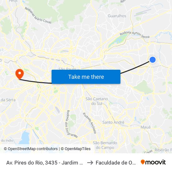 Av. Pires do Rio, 3435 - Jardim Norma, São Paulo to Faculdade de Odontologia map