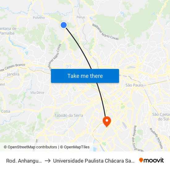 Rod. Anhanguera, 26000 to Universidade Paulista Chácara Santo Antônio Campus III map
