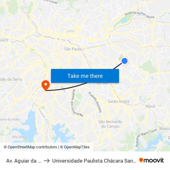 Av. Aguiar da Beira, 177 to Universidade Paulista Chácara Santo Antônio Campus III map