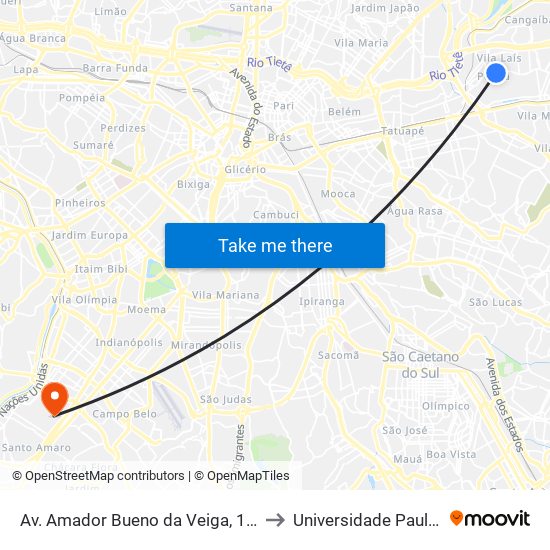 Av. Amador Bueno da Veiga, 195 | Centro Médico São Gabriel - Penha de França, São Paulo to Universidade Paulista Chácara Santo Antônio Campus III map