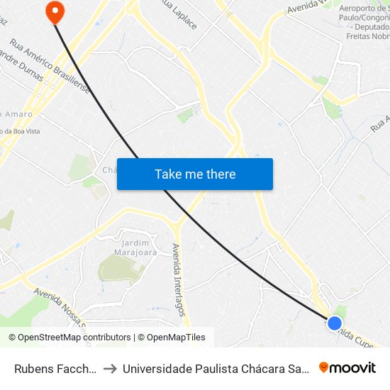 Rubens Facchini (Berrini) to Universidade Paulista Chácara Santo Antônio Campus III map