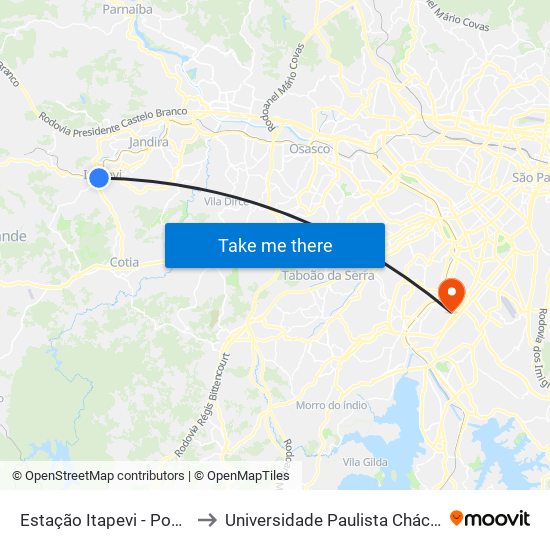 Estação Itapevi - Ponto Final Amador Bueno to Universidade Paulista Chácara Santo Antônio Campus III map
