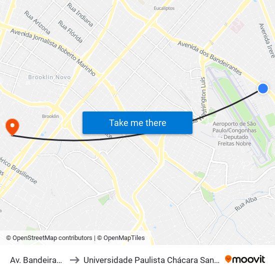 Av. Bandeirantes, 5178 to Universidade Paulista Chácara Santo Antônio Campus III map
