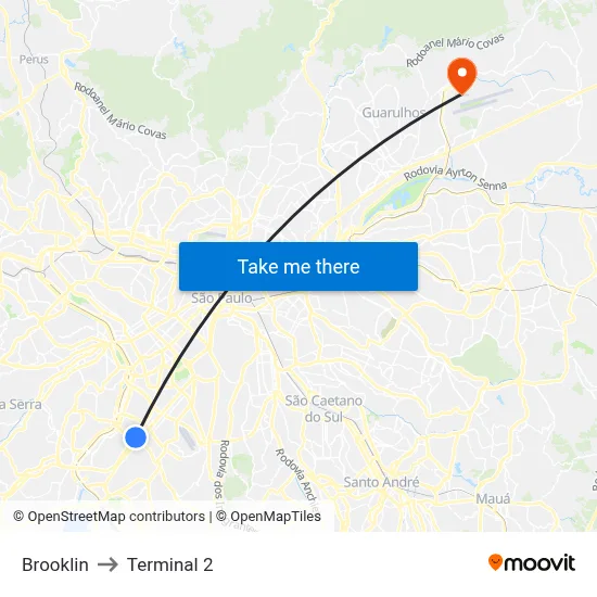 Brooklin to Terminal 2 map