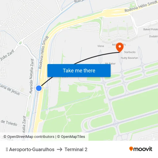 ✈️ Aeroporto-Guarulhos to Terminal 2 map