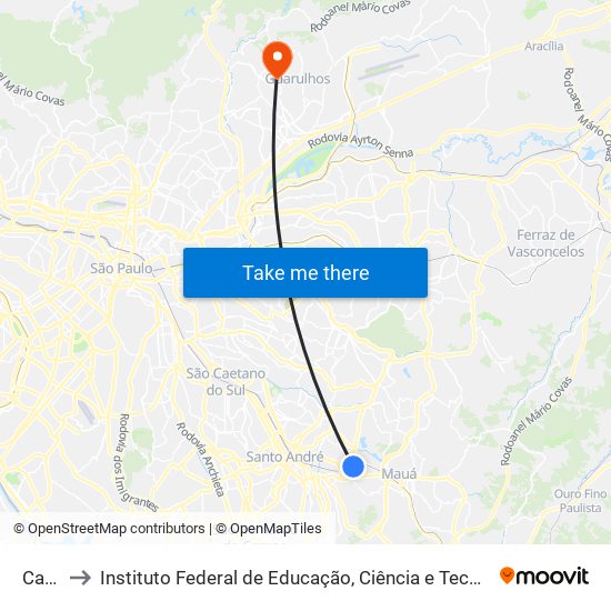 Capuava to Instituto Federal de Educação, Ciência e Tecnologia de São Paulo - Campus Guarulhos map