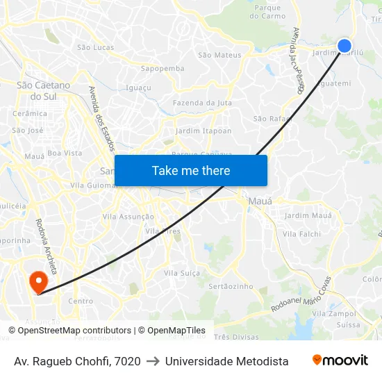 Av. Ragueb Chohfi, 7020 to Universidade Metodista map