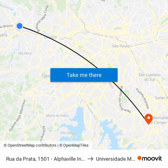 Rua da Prata, 1501 - Alphaville Industrial, Barueri to Universidade Metodista map