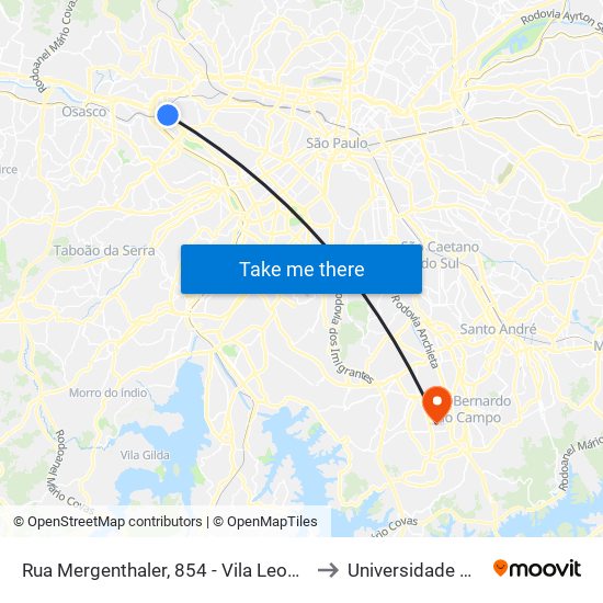 Rua Mergenthaler, 854 - Vila Leopoldina São Paulo to Universidade Metodista map