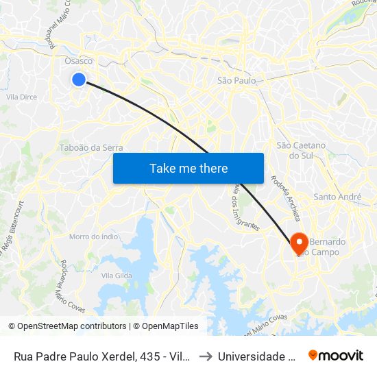 Rua Padre Paulo Xerdel, 435 - Vila Yolanda, Osasco to Universidade Metodista map