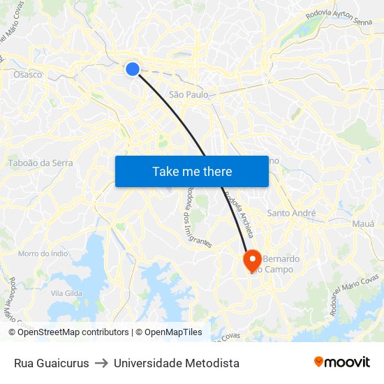 Rua Guaicurus to Universidade Metodista map