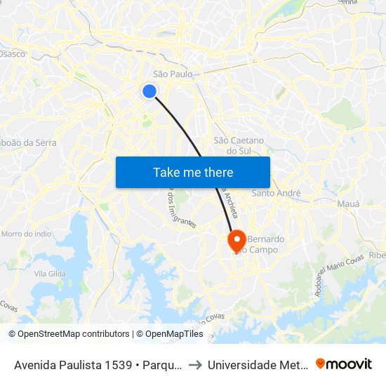 Avenida Paulista 1539 • Parque Trianon to Universidade Metodista map