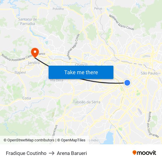 Fradique Coutinho to Arena Barueri map