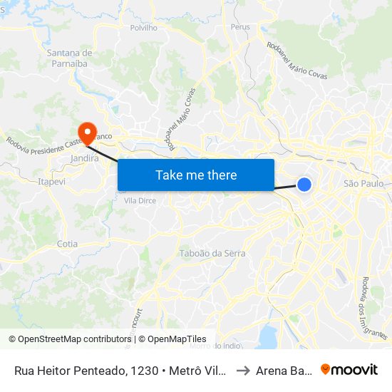 Rua Heitor Penteado, 1230 • Metrô Vila Madalena to Arena Barueri map