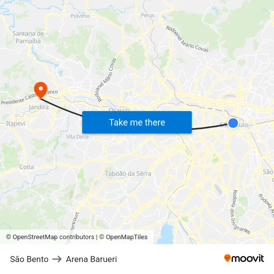 São Bento to Arena Barueri map