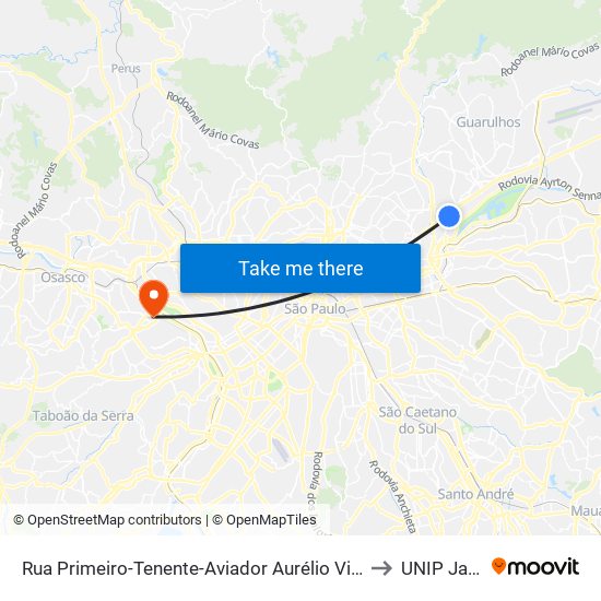 Rua Primeiro-Tenente-Aviador Aurélio Viêira Sampaio 111 to UNIP Jaguaré map