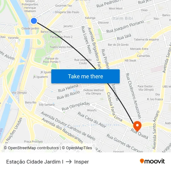 Estação Cidade Jardim I to Insper map