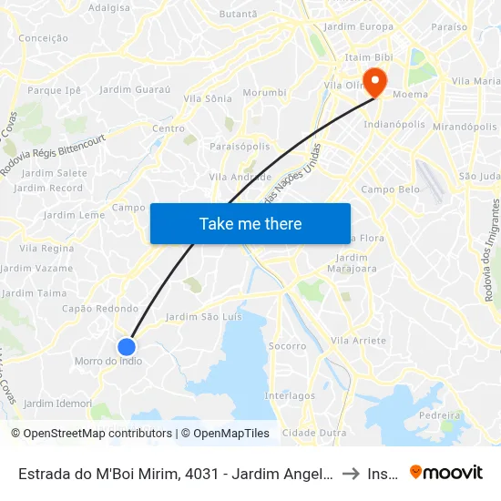 Estrada do M'Boi Mirim, 4031 - Jardim Angela São Paulo to Insper map