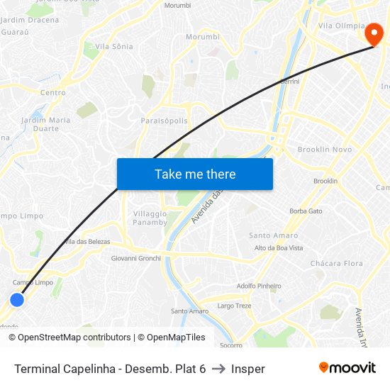 Terminal Capelinha - Desemb. Plat 6, 1 to Insper map