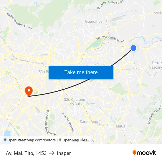 Av. Mal. Tito, 1453 to Insper map