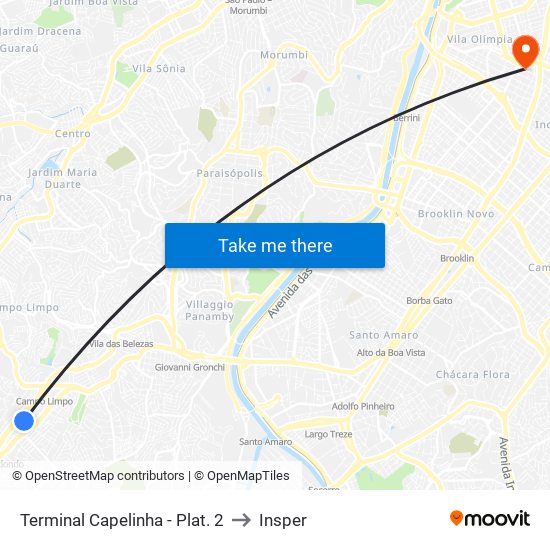 Terminal Capelinha - Plat. 2 to Insper map