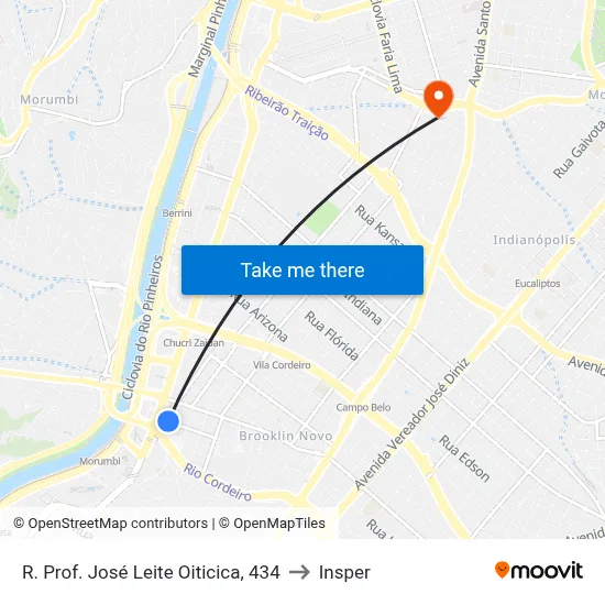 R. Prof. José Leite Oiticica, 434 to Insper map