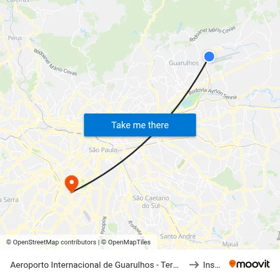 Aeroporto Internacional de Guarulhos - Terminal 1 to Insper map