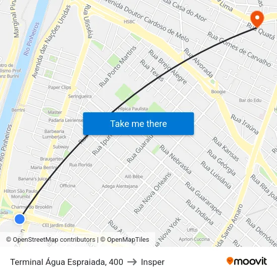 Terminal Água Espraiada, 400 to Insper map