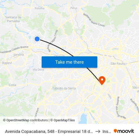 Avenida Copacabana, 548 - Empresarial 18 do Forte, Barueri to Insper map