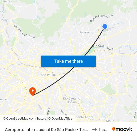 Aeroporto Internacional De São Paulo • Terminal 3 to Insper map