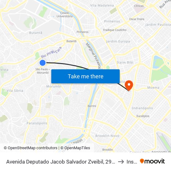 Avenida Deputado Jacob Salvador Zveibil, 293 • Metrô Morumbi to Insper map