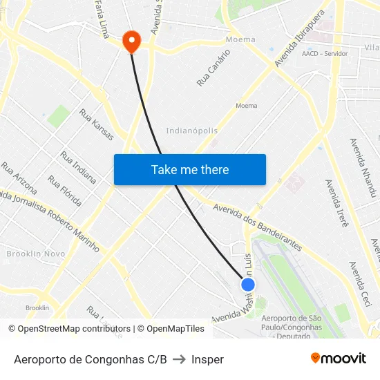 Aeroporto de Congonhas C/B to Insper map