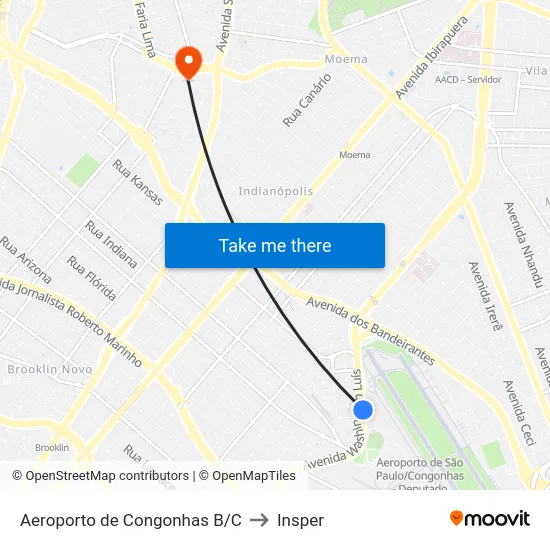 Aeroporto de Congonhas B/C to Insper map