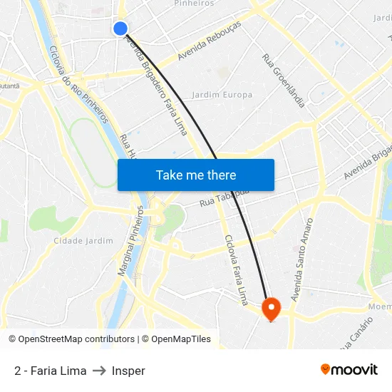 2 - Faria Lima to Insper map