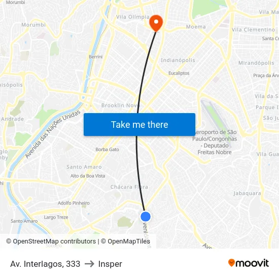 Av. Interlagos, 333 to Insper map