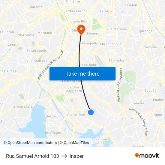 Rua Samuel Arnold 103 to Insper map