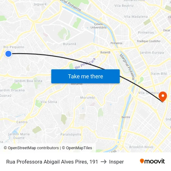 Rua Professora Abigail Alves Pires, 191 to Insper map