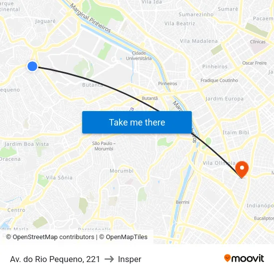 Av. do Rio Pequeno, 221 to Insper map