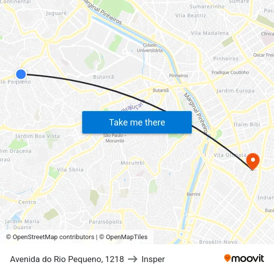 Avenida do Rio Pequeno, 1218 to Insper map