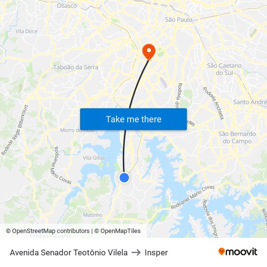 Avenida Senador Teotônio Vilela to Insper map